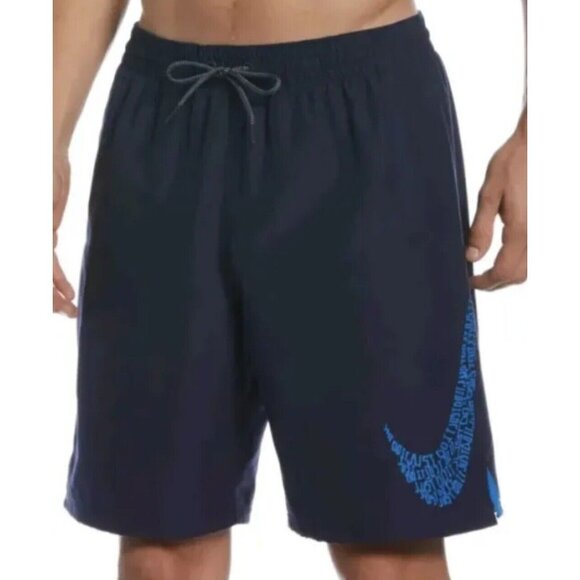 NWT Nike Swim Men's JDI Swoosh 9" Midnight Navy Volley Shorts Size XL $58 - Picture 1 of 10